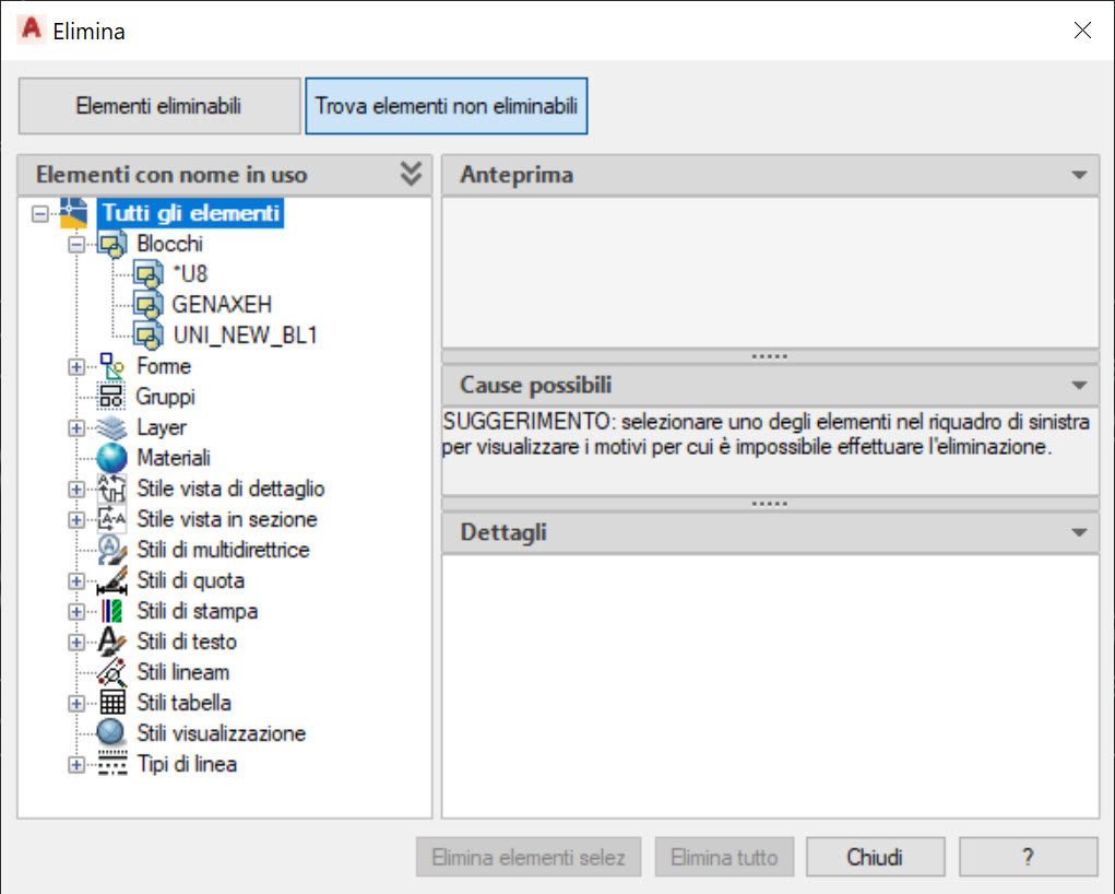 Blocchi AutoCAD Non Eliminabili