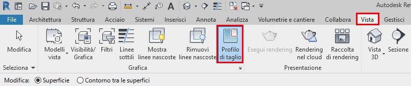 Comando Profilo di Taglio dove si trova