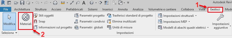 Aggiunta Materiali sugli Oggetti Revit - Scheda Materiali