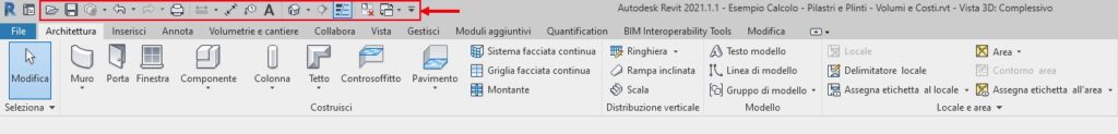 Barra di accesso rapido in Revit