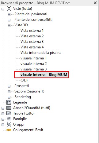 Bloccare una Vista 3D in Revit 