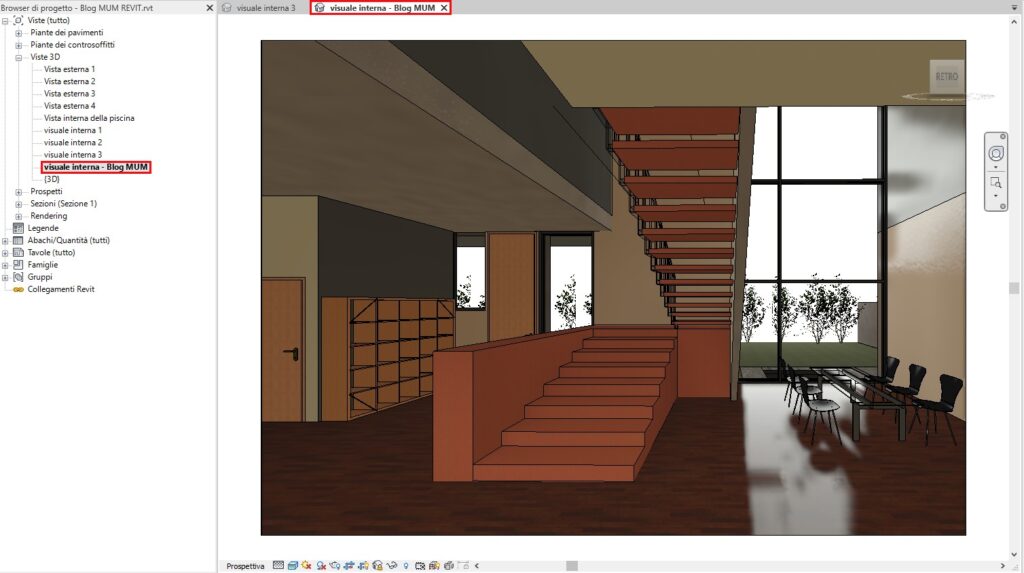 Bloccare una Vista 3D in Revit Visuale interna