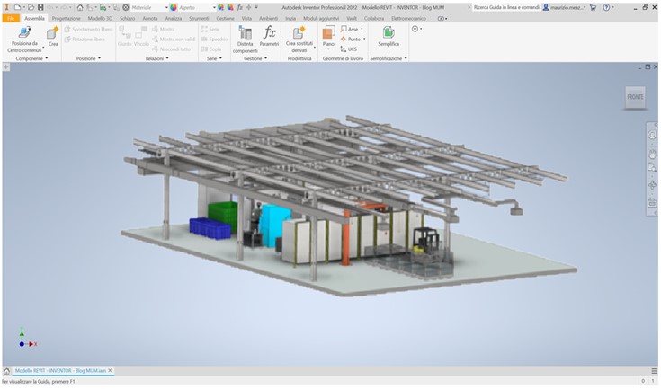 Esportare File RVT da Inventor - vista del progetto in inventor