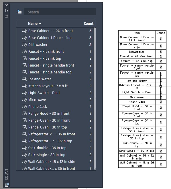 Palette conteggio e tabella di rapporto - 5 funzioni veloci di AutoCAD