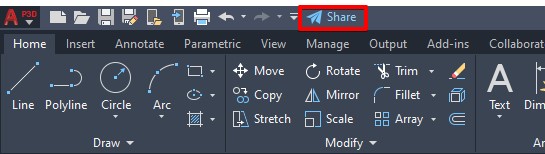 Pulsante condividi - 5 funzioni veloci di AutoCAD