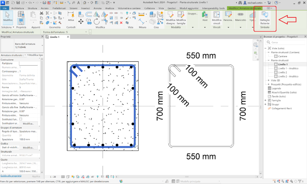 Progettazione Armature con Autodesk Revit dettaglio flettente