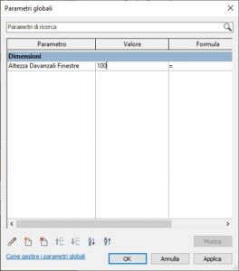 Definizione Valore del Nuovo Parametro