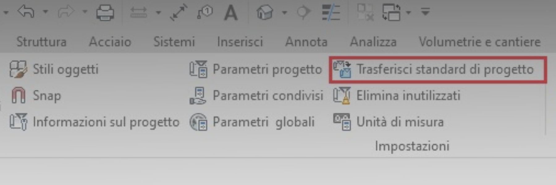 Come copiare gli standard di Revit