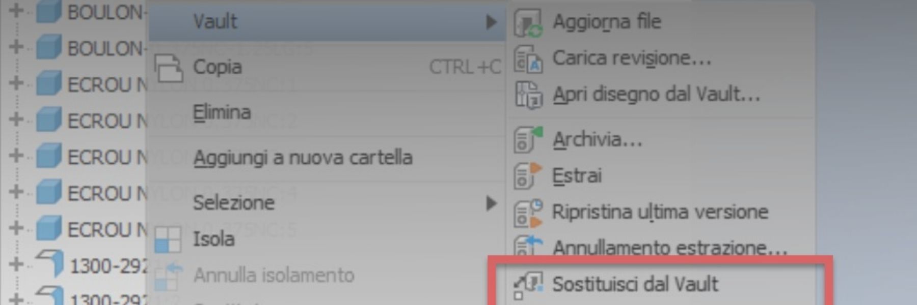 Sostituisci dal Vault