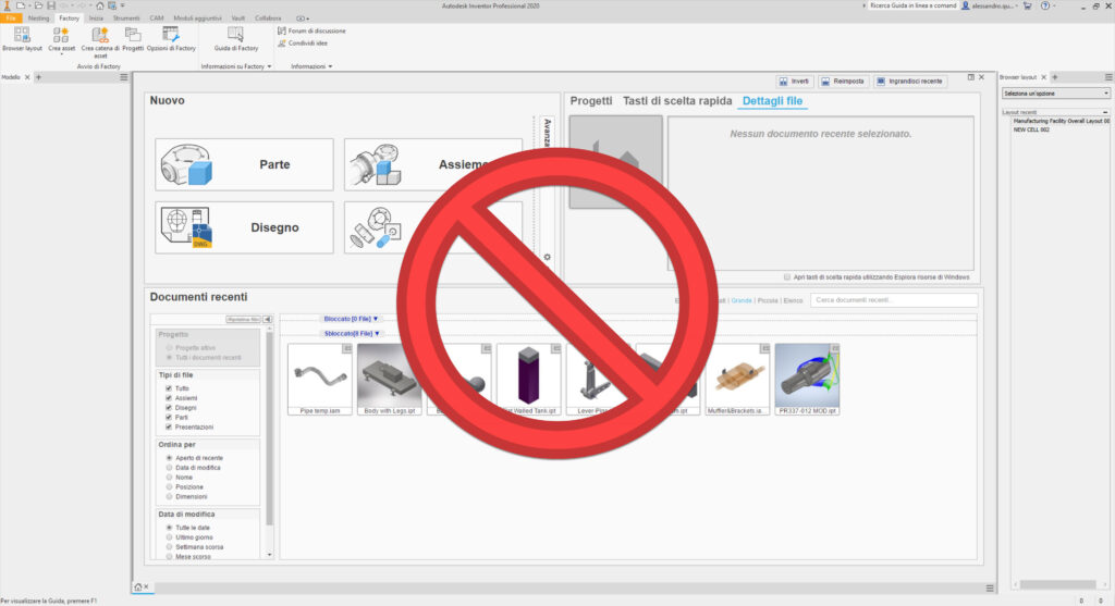 Tips and Tricks di Autodesk Inventor Mostra Home Personale all'Avvio