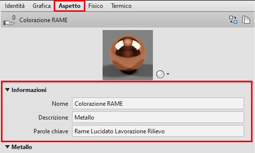 Scheda Aspetto Revit Proprietà Informazioni