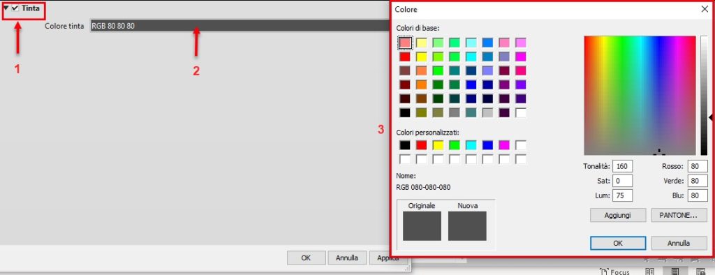 Scheda Aspetto Revit Proprietà Tinta