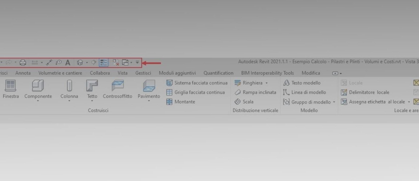 Barra di Accesso Rapido in Revit