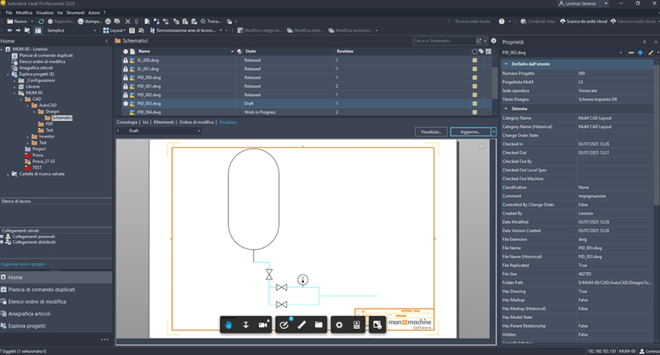 Anteprima dei file e tracciabilità dei disegni DWG in AutoCAD Vault